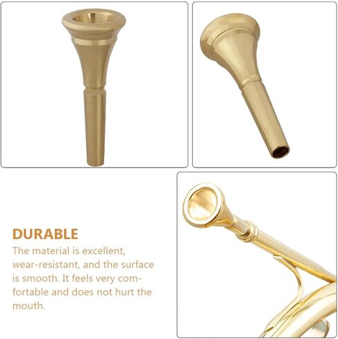 Luxshiny Pure Copper French Horn Mouthpiece Replacement, Professional Brass Instrument Accessory for Beginners and Players, Gold Tone Horn Part Suitable for Music Performance in Kuwait