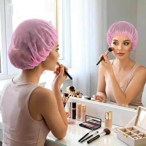 4 PCS Mesh Sleep Bonnet for Sleepings, Fine Mesh Hair Nets for Sleeping Night Curly Hair Nets Sleeping Cap Breathable Meshs Hairs Snoods Meshs Hairs Net for Thick, Long, Short or Curly (Black, Pink) in Saudi Arabia