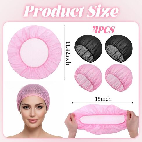 4 PCS Mesh Sleep Bonnet for Sleepings, Fine Mesh Hair Nets for Sleeping Night Curly Hair Nets Sleeping Cap Breathable Meshs Hairs Snoods Meshs Hairs Net for Thick, Long, Short or Curly (Black, Pink) in Saudi Arabia