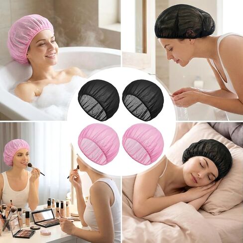 4 PCS Mesh Sleep Bonnet for Sleepings, Fine Mesh Hair Nets for Sleeping Night Curly Hair Nets Sleeping Cap Breathable Meshs Hairs Snoods Meshs Hairs Net for Thick, Long, Short or Curly (Black, Pink) in Saudi Arabia