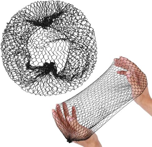 12 Piece Thicker Hair Net for Women 20'' Reusable Black Invisible Elastic Edge Mesh Hair Net Stretchable Hairs Nets for Hairs Bun Ballet Food Service in Kuwait