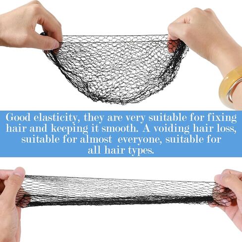 12 Piece Thicker Hair Net for Women 20'' Reusable Black Invisible Elastic Edge Mesh Hair Net Stretchable Hairs Nets for Hairs Bun Ballet Food Service in Kuwait