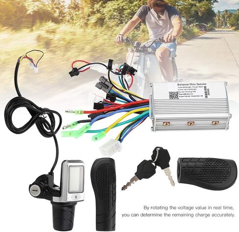 Luocute Universal Electric Bike Controller LCD Meter Kit, 36 48 60 72 84V Automatic Voltage Identification with Real Time Voltage Rotation for Electric Bicycle Scooter Tricycle in Kuwait