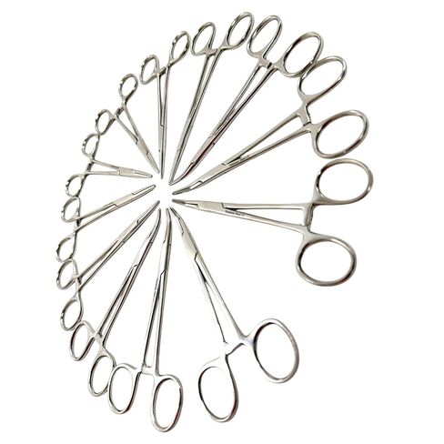 12PK Serrated Hemostat Mosquito Forceps with Curved & Straight Jaws | Stainless Steel - Lab, Veterinary, Multi-Purpose (5 Inches) in Kuwait