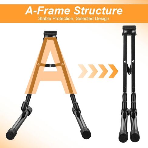 2-Pack A-Frame Folding Guitar Stand, Electric Guitar Stand with Non-Slip Rubber & Foam Arms for Acoustic, Bass, Ukulele, Banjo - Easy Assembly in Kuwait