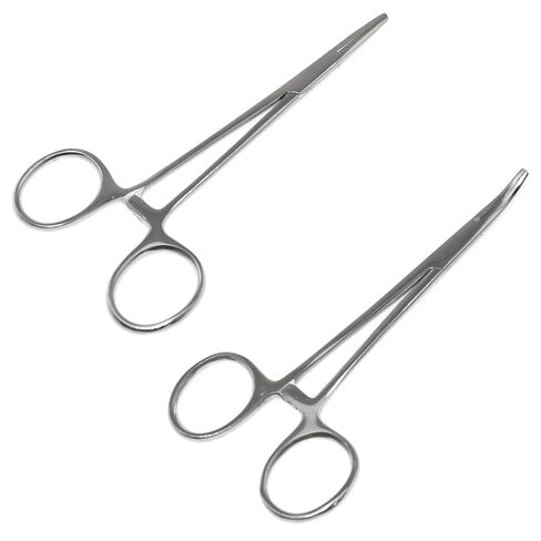 2PCS Stainless Steel Locking Tweezers 12.5cm Curved/Straight Tips Fishing Hemostat Hook Remover Pliers for Sewing Fishing Cactus Trimming in Kuwait