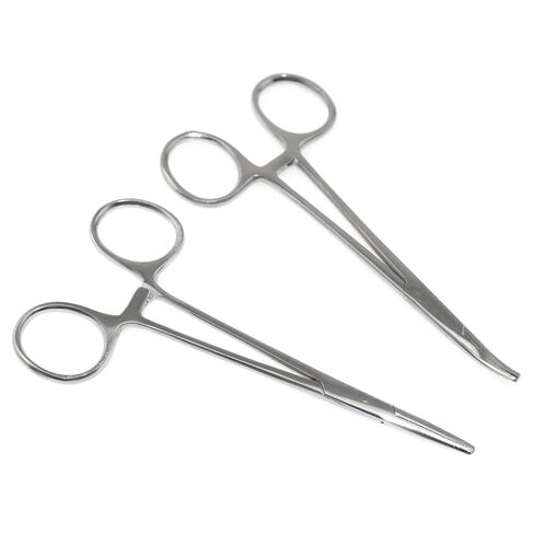 2PCS Stainless Steel Locking Tweezers 12.5cm Curved/Straight Tips Fishing Hemostat Hook Remover Pliers for Sewing Fishing Cactus Trimming in Kuwait