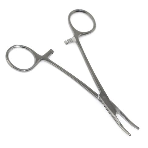 2PCS Stainless Steel Locking Tweezers 12.5cm Curved/Straight Tips Fishing Hemostat Hook Remover Pliers for Sewing Fishing Cactus Trimming in Kuwait