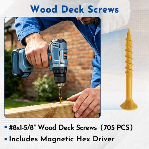 #10 x 4 Deck Screws Wood Screws, Torx Flat-Head Exterior Screws, T25 Star Bit Included(365PCS 5LB Box) in Kuwait