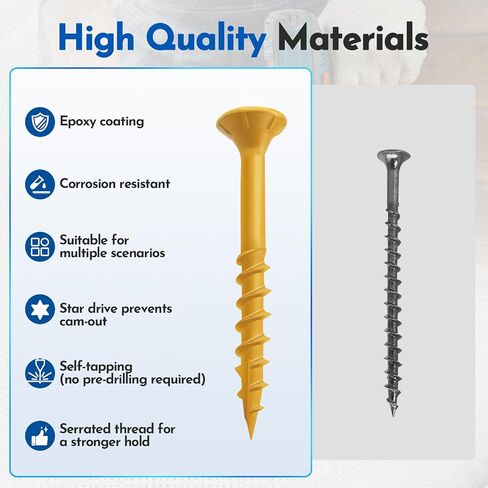#10 x 4 Deck Screws Wood Screws, Torx Flat-Head Exterior Screws, T25 Star Bit Included(365PCS 5LB Box) in Kuwait