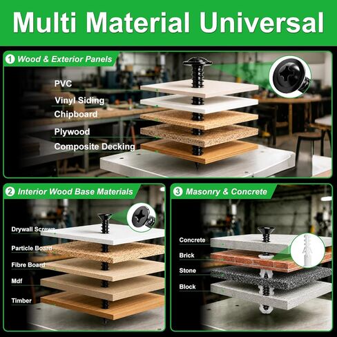 Twidec/1310PCS Wood Screws 410 Stainless Steel Assortment Kit,#6#8#10 Phillips Truss Head＆Flat Head Wood Screws,High Hardness Black Self Tapping Screws 1/2" to 2"For Indoor Furniture,Woodworking in Kuwait