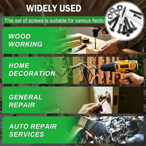 Twidec/1310PCS Wood Screws 410 Stainless Steel Assortment Kit,#6#8#10 Phillips Truss Head＆Flat Head Wood Screws,High Hardness Black Self Tapping Screws 1/2" to 2"For Indoor Furniture,Woodworking in Kuwait