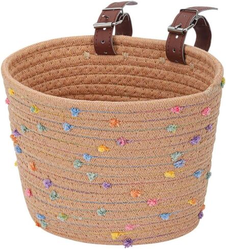 سلة دراجة للأطفال، سلة أمامية مصنوعة من حبل قطني، حقيبة حمل دراجة منسوجة خفيفة الوزن ذات سعة كبيرة، سلة تخزين منسوجة in Kuwait