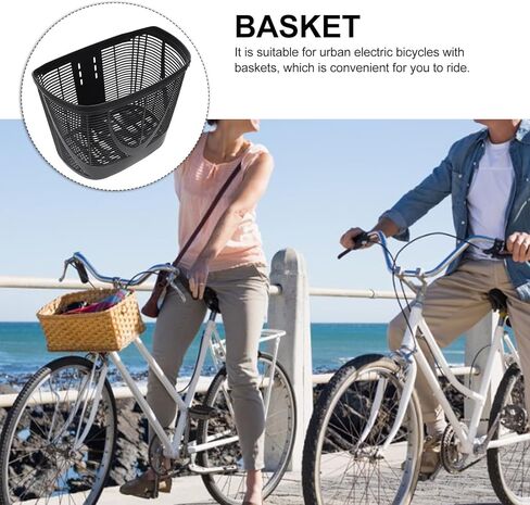 Ciieeo Front Bike Basket for Electric Bicycle and Mobility Scooter, Sturdy Plastic Handlebar Storage Basket, Black Universal Bike Cargo Rack for Urban Riding and Grocery Shopping in Kuwait