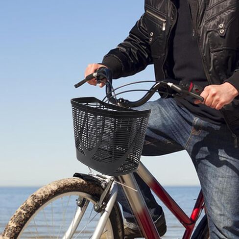 Ciieeo Front Bike Basket for Electric Bicycle and Mobility Scooter, Sturdy Plastic Handlebar Storage Basket, Black Universal Bike Cargo Rack for Urban Riding and Grocery Shopping in Kuwait