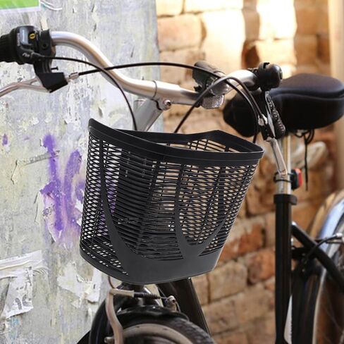 Ciieeo Front Bike Basket for Electric Bicycle and Mobility Scooter, Sturdy Plastic Handlebar Storage Basket, Black Universal Bike Cargo Rack for Urban Riding and Grocery Shopping in Kuwait