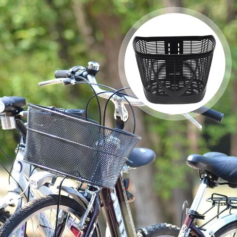 Ciieeo Front Bike Basket for Electric Bicycle and Mobility Scooter, Sturdy Plastic Handlebar Storage Basket, Black Universal Bike Cargo Rack for Urban Riding and Grocery Shopping in Kuwait