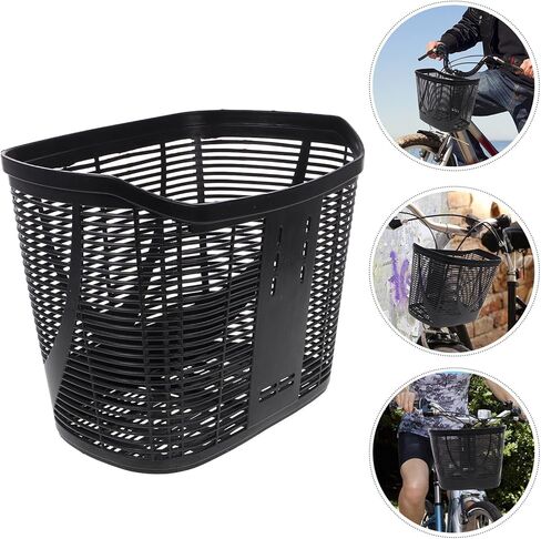 Ciieeo Front Bike Basket for Electric Bicycle and Mobility Scooter, Sturdy Plastic Handlebar Storage Basket, Black Universal Bike Cargo Rack for Urban Riding and Grocery Shopping in Kuwait