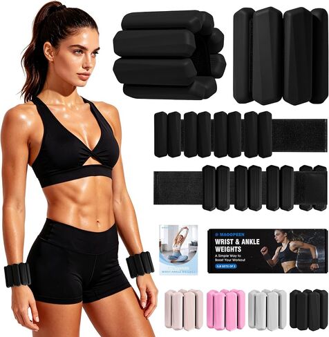 Wrist Weights, 2Pack Adjustable Ankle Weights for Women/Men, Silicone Weighted Bangles for Yoga, Pilates, Running & Walking, Arm & Leg Weights, 2lb in Kuwait