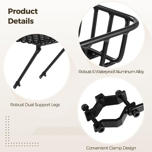 Front Bike Basket Rack, Large Aluminum Alloy Front Bicycle Basket with Struts, Cargo Net, and Hardware, 11-15.4" Adjustable Support Legs, Fits 26-29 in Bicycles in Kuwait