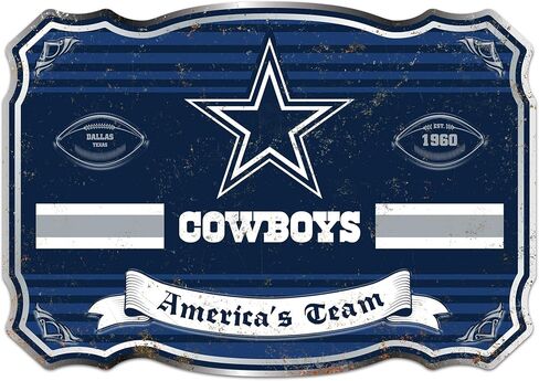 Party Animal NFL Football Giant Metal Vintage Sign, Heavy Duty Metal Wall Art for Bedroom, Office, or Fan Cave, 27" x 19", Dallas Cowboys in Kuwait