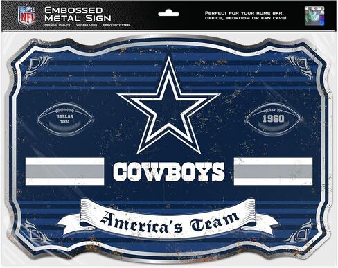 Party Animal NFL Football Giant Metal Vintage Sign, Heavy Duty Metal Wall Art for Bedroom, Office, or Fan Cave, 27" x 19", Dallas Cowboys in Kuwait