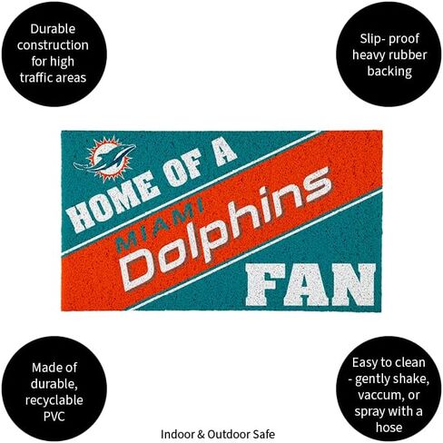 Team Sports America Miami Dolphins, Officially Licensed Door Mat 28 x 16 Inches Indoor Outdoor Sports Fan Rug in Kuwait