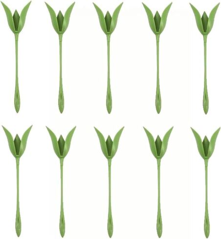 Set of 10 rose napkin holders, origami flower tools, made of ABS, green, suitable for romantic wedding table settings and party decorations in Kuwait