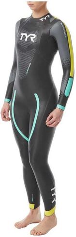 TYR HCATF6A766L Womens Cat 2 Wetsuit Black/Yellow/Turq L in Kuwait