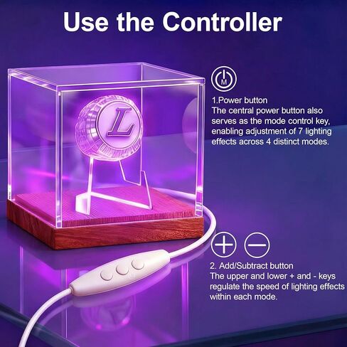 علبة عرض حلقة البطولة مع ضوء LED، 4 نماذج إضاءة | حامل حلقة مضيئة بـ 7 ألوان، حافظة عرض محمية من الأشعة فوق البنفسجية، قاعدة خشبية وغطاء أكريليك شفاف، صندوق عرض هدايا لعشاق الرياضة in Kuwait