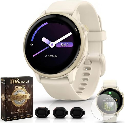Garmin 010-02985-00 Vivoactive 6 Health & Fitness GPS Smartwatch ، أسود مع حزمة شريط السيليكون مع حزمة حماية محسّنة 2 سنة ، وأغطية غبار من السيليكون الأساسية وحماية شاشة 2x in Kuwait