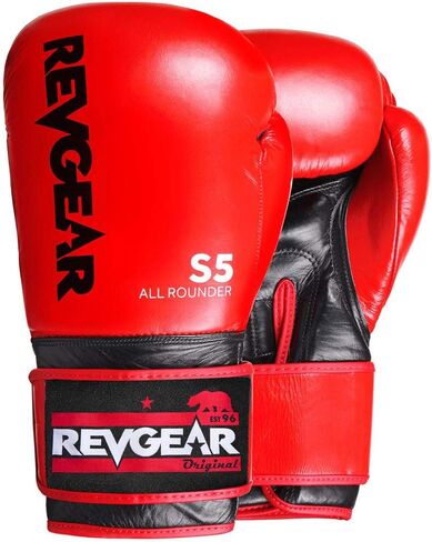 قفازات Revgear S5 الجلدية Muay Thai وKickboxing مع حجرة لف اليد - مثالية لفنون القتال المختلطة وUFC ومعدات التدريب على الملاكمة in Kuwait