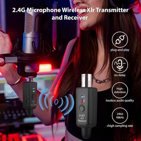 2.4G ميكروفون لاسلكي Xlr الارسال والاستقبال نظام ميكروفون لاسلكي قابل للشحن لخلاط الصوت الغيتار الكهربائي باس أجهزة إرسال الميكروفون الديناميكي اللاسلكي in Kuwait