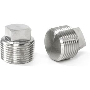1 قطعة 1/8 "1/4" 3/8 "1/2" 3/4 "1" -1-1/2 "ذكر غاطسة شفة عرافة مربع سدادة طرفية غطاء 304 ماسورة من الفولاذ المقاوم للصدأ المناسب (رأس مربع ، BSPT SS304) in Kuwait
