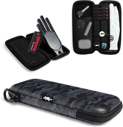 Platypus Golf Co. Golfing Caddie EVA Travel Case Organizer with Bamboo Tees & Ball Marker - Hand Reversible Hinging Glove Shaper & Holder, Mesh Pocket & Storage Slots, Golfers Cases for Men & Women in Saudi Arabia