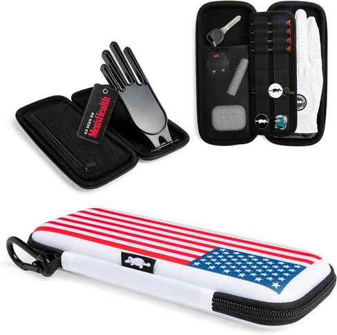 Platypus Golf Co. Golfing Caddie EVA Travel Case Organizer with Bamboo Tees & Ball Marker - Hand Reversible Hinging Glove Shaper & Holder, Mesh Pocket & Storage Slots, Golfers Cases for Men & Women in Saudi Arabia