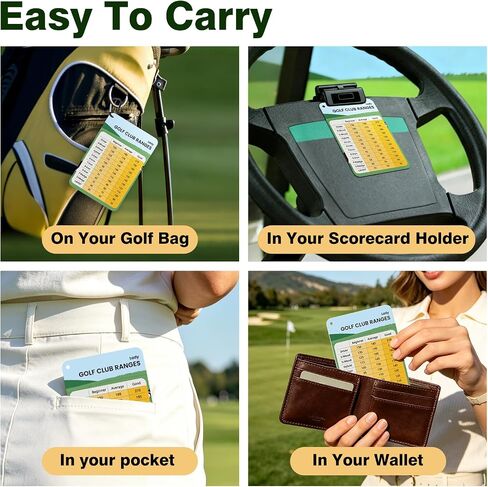 2 Pack Golf Club Distance Card, Waterproof Yardage Chart Card, Credit Card Size and Easy Carry, Quick Reference Guide with Clip, Golf Bag Accessories for Men Women Golfers | Durable、Hassle-Free、Pocket-Sized、Great Gift in Kuwait