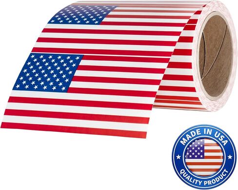 Perco 3x5-Inch American Flag Sticker Labels—500 Stickers/Roll—Strong Adhesion, Vibrant Colors for Boxes, Signage, Large Package Labeling, Patriotic Displays, Events, Vehicles & Storefronts—Made in USA in Kuwait