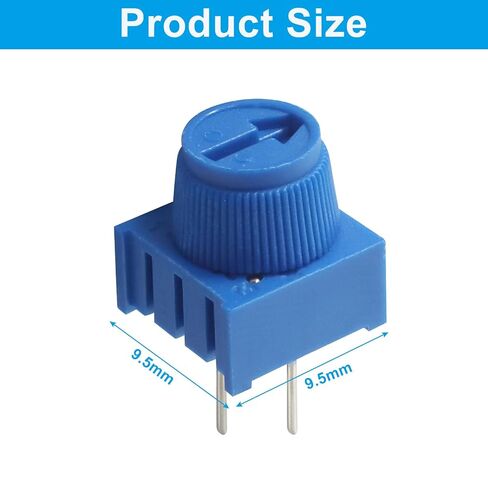 12 Pcs 10K Ohm Trim Potentiometer Kit, Blue Resistors Breadboard Trimmer Potentiometer Assortment Kit Variable, Compatible Knob for Arduino/DIY Enthusiasts in Kuwait