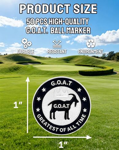 50 قطعة من علامات كرة جولف الماعز - G.O.A.T الأعظم على الإطلاق جائزة MVP هدايا إكسسوارات الجولف للرجال من لاعبي الغولف من Weman in Kuwait