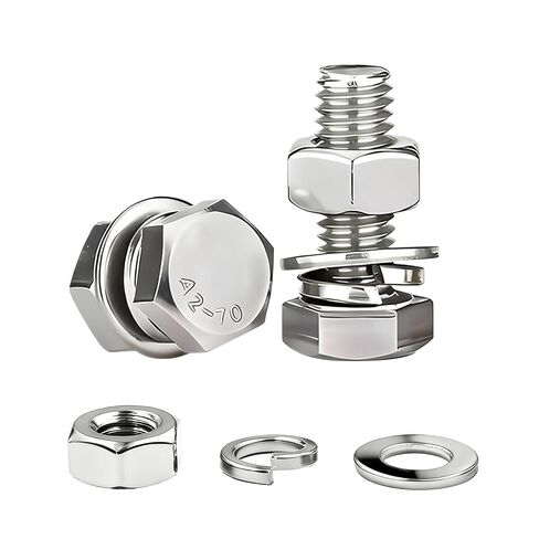 (8 مجموعات) 3/8-16x1 1/2" براغي سداسية الرأس، صواميل، غسالات مسطحة وقفل، 304 براغي سداسية من الفولاذ المقاوم للصدأ، مجموعة متنوعة من الصواميل والمسامير، ملولبة بالكامل in Kuwait