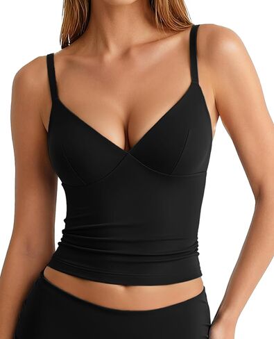 Avidlove Women's V Neck Tank Tops Spaghetti Strap Crop Y2K Cami Double Lined Sexy Going Out Summer Outfits Trendy in Kuwait