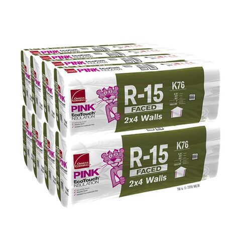 أوينز كورنينج R-15 يواجه 23 × 93 عازل من الألياف الزجاجية يناسب جدران 2x4 بإجمالي 8 أكياس ومساحة مربعة تبلغ 831.84 قدمًا in Kuwait