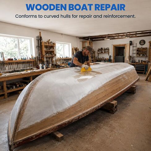 Fiberglass Cloth 4 oz E-Glass Woven Fabric, 50 Inch x 10 Feet, Lightweight High Strength Glass Fiber Cloth for Boat, RC Plane, Surfboard, Auto & Pool Repair, Epoxy Resin Compatible in Kuwait