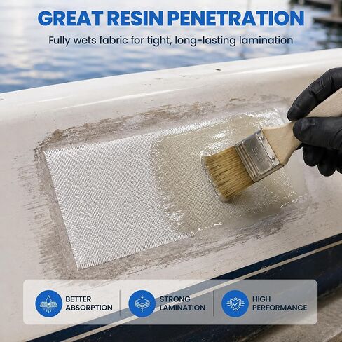 Fiberglass Cloth 4 oz E-Glass Woven Fabric, 50 Inch x 10 Feet, Lightweight High Strength Glass Fiber Cloth for Boat, RC Plane, Surfboard, Auto & Pool Repair, Epoxy Resin Compatible in Kuwait