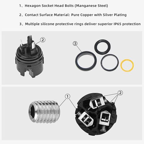 3pcs Yellow IP65 Waterproof PowerCon Male Connectors | 5000W Max Power | Neutrik True1 CBC Compatible | Outdoor Rated for Stage Lighting LED Screens Audio Gear in Kuwait