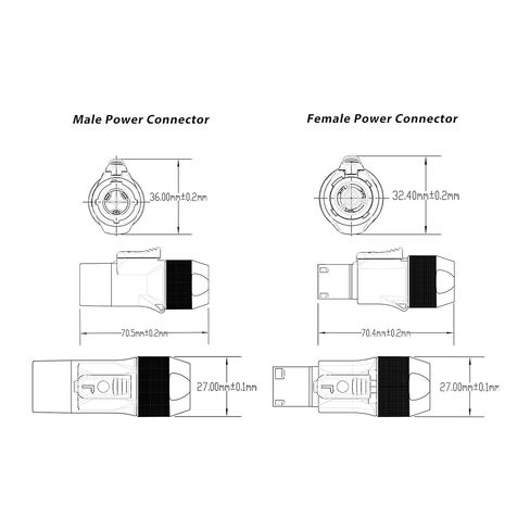 3pcs Yellow IP65 Waterproof PowerCon Male Connectors | 5000W Max Power | Neutrik True1 CBC Compatible | Outdoor Rated for Stage Lighting LED Screens Audio Gear in Kuwait