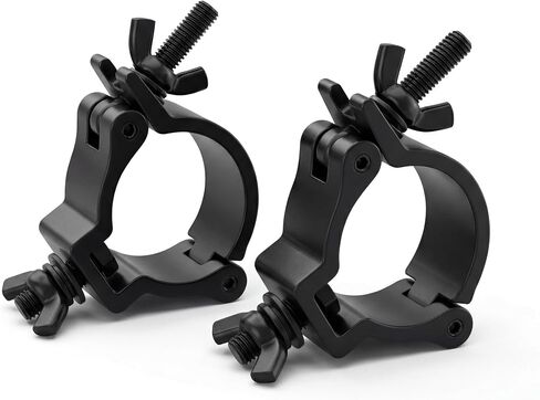 Heavy Duty Lighting Clamp, Black Aluminum Truss Clamps, 220lbs for 1.88-2 inch F24 Pipe, Dual Swivel DJ Light Clamps, Secure Stage Lighting Equipment & Accessories, 2 Pcs in Saudi Arabia