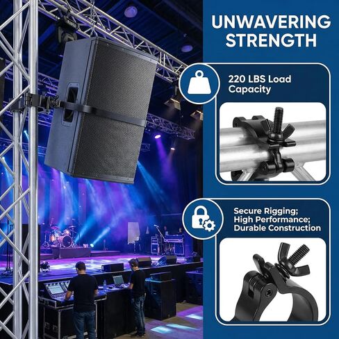 Heavy Duty Lighting Clamp, Black Aluminum Truss Clamps, 220lbs for 1.88-2 inch F24 Pipe, Dual Swivel DJ Light Clamps, Secure Stage Lighting Equipment & Accessories, 2 Pcs in Saudi Arabia