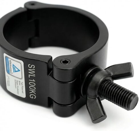 Heavy Duty Lighting Clamp, Black Aluminum Truss Clamps, 220lbs for 1.88-2 inch F24 Pipe, Dual Swivel DJ Light Clamps, Secure Stage Lighting Equipment & Accessories, 2 Pcs in Saudi Arabia